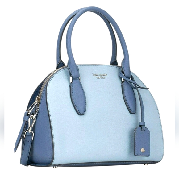 Kate Spade | Reiley Medium Dome Satchel  Bag | Blue Dawn Dark Blue/Silver - Picture 1 of 16